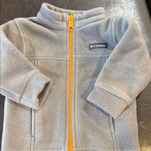 Columbia Light Gray Fleece Jacket with Bright Orange Zipper